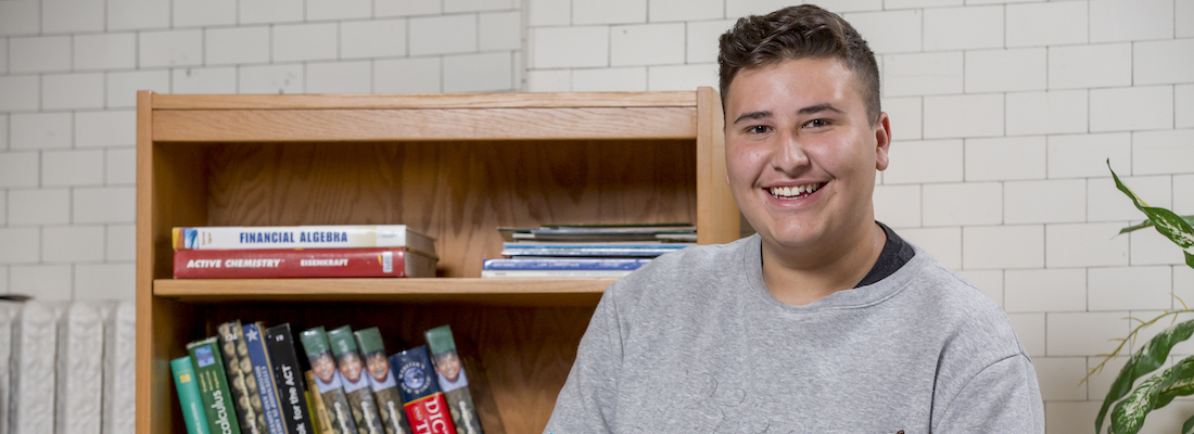 Student in the library