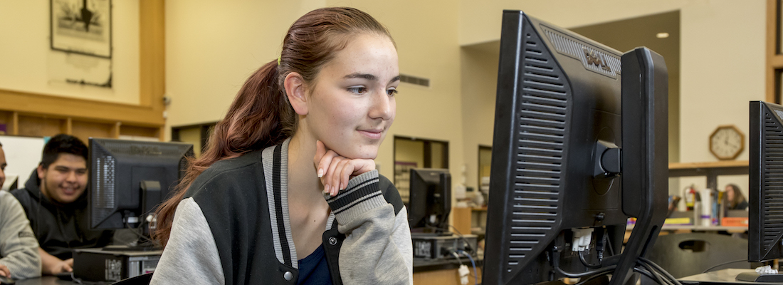 Student on computer